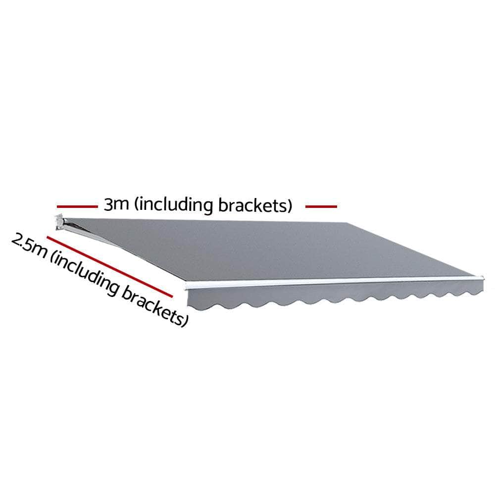 Retractable Folding Arm Awning Manual Sunshade 3Mx2.5M Pearl Grey