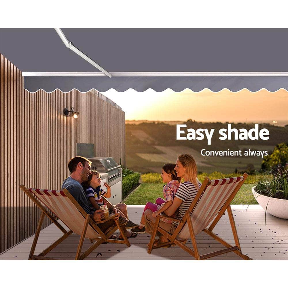 Retractable Folding Arm Awning Manual Sunshade 3Mx2.5M Pearl Grey