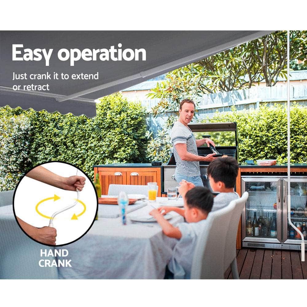 Retractable Folding Arm Awning Manual Sunshade 3Mx2.5M Pearl Grey
