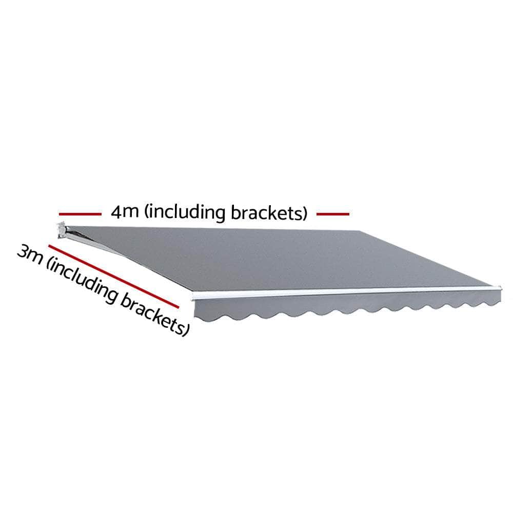 Retractable Folding Arm Awning Manual Sunshade Beige/Pearl Grey