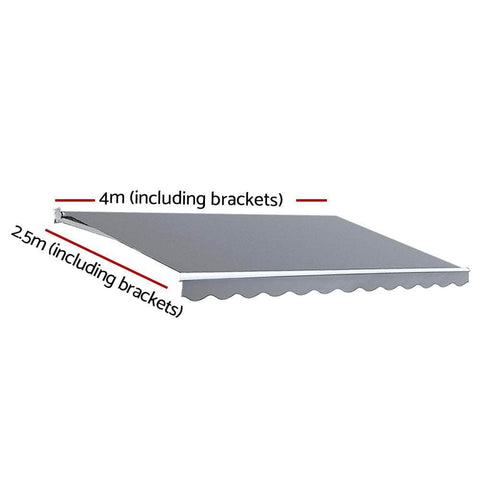 Retractable Folding Arm Awning Motorised Sunshade 4Mx2.5M Pearl Grey