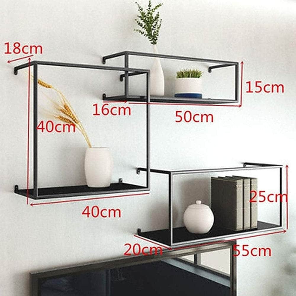 Retro Industrial Floating Shelves: Black Metal Ledge