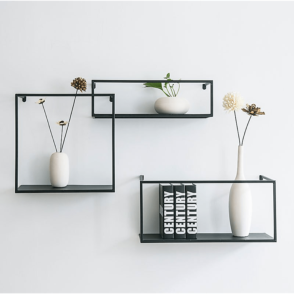 Retro Industrial Floating Shelves: Black Metal Ledge