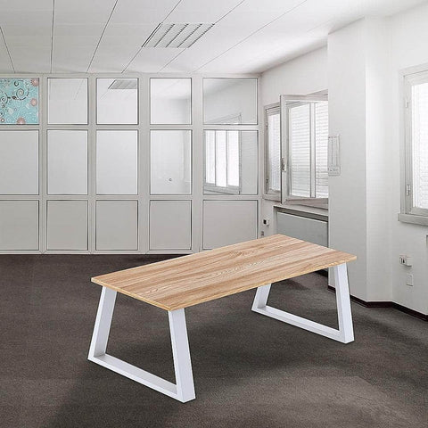 Retro Industrial Trapezium Table Bench - White