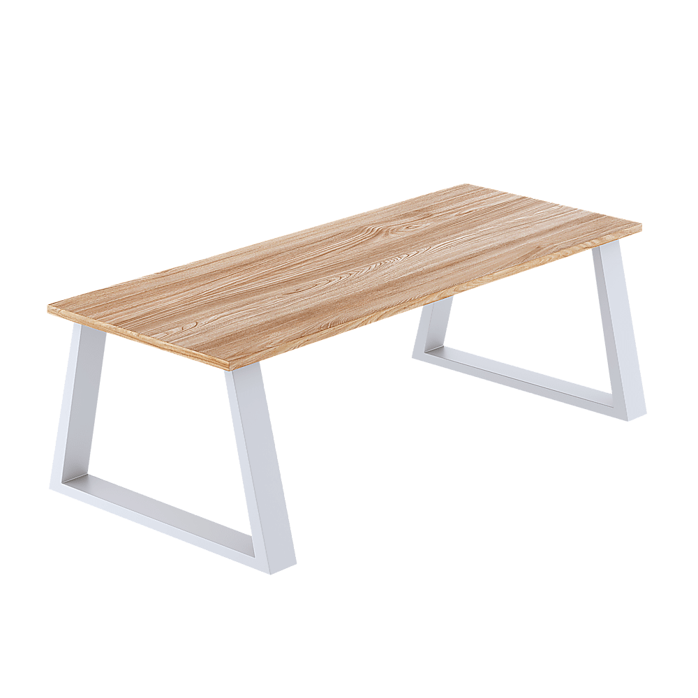 Retro Industrial Trapezium Table Bench - White