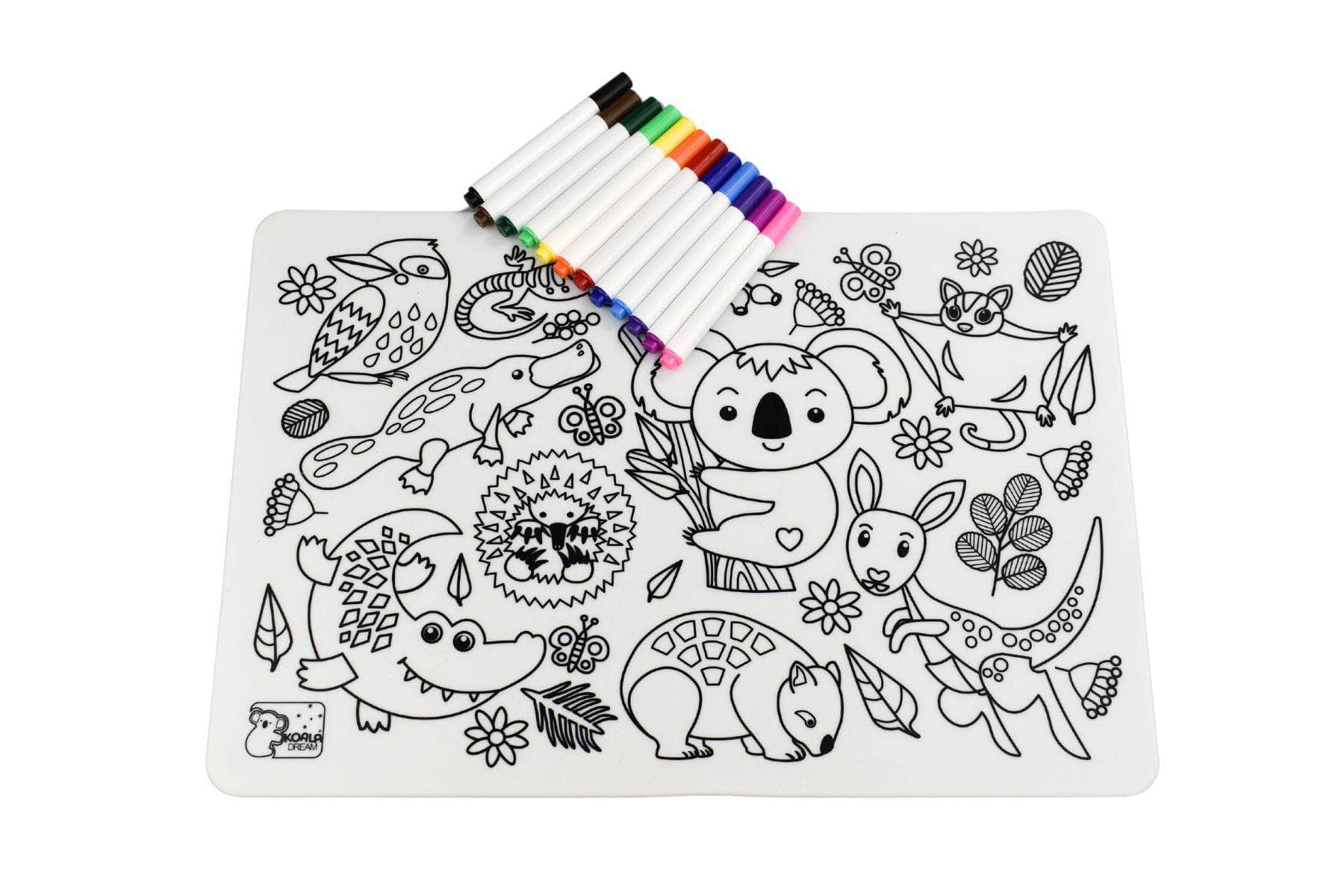 Reusable silicone drawing mat- australian animals