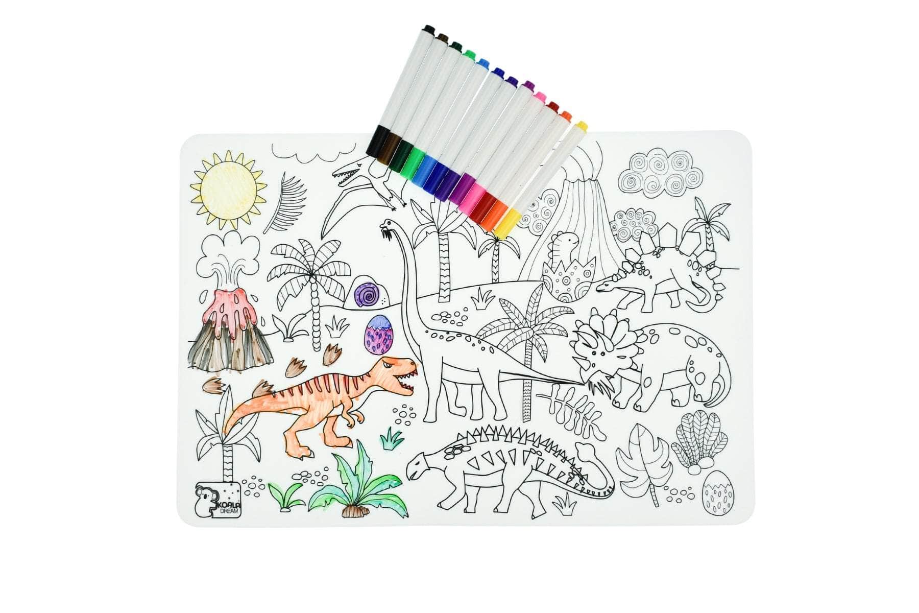 Reusable silicone drawing mat- dinosaurs