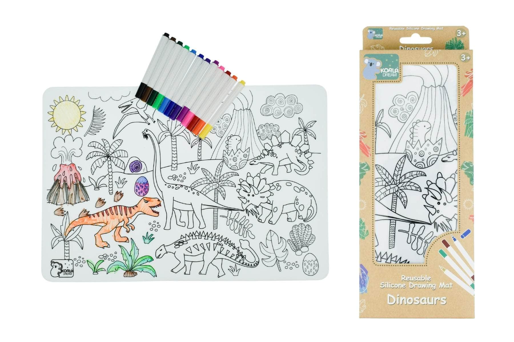 Reusable silicone drawing mat- dinosaurs