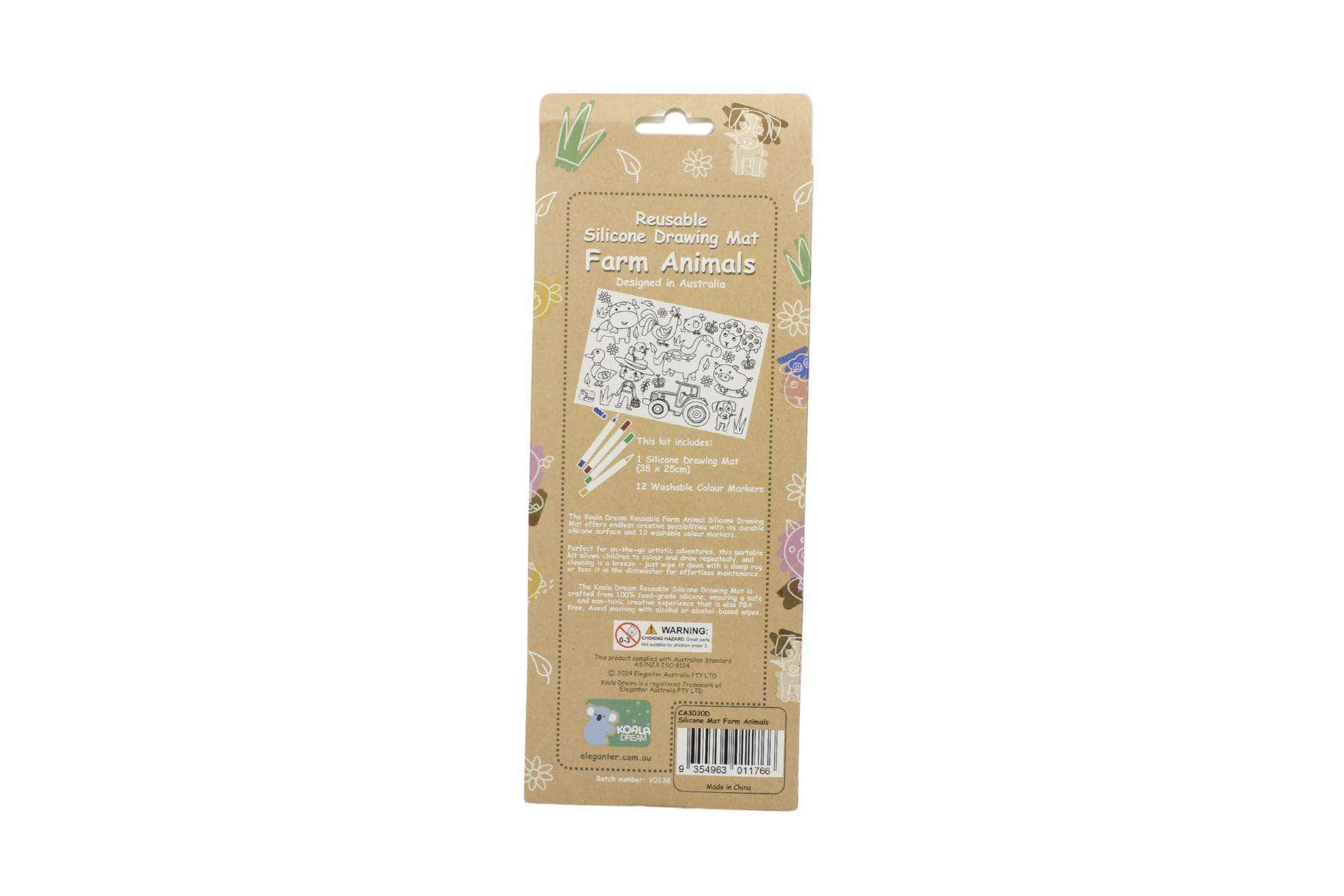 Reusable silicone drawing mat- farm animals