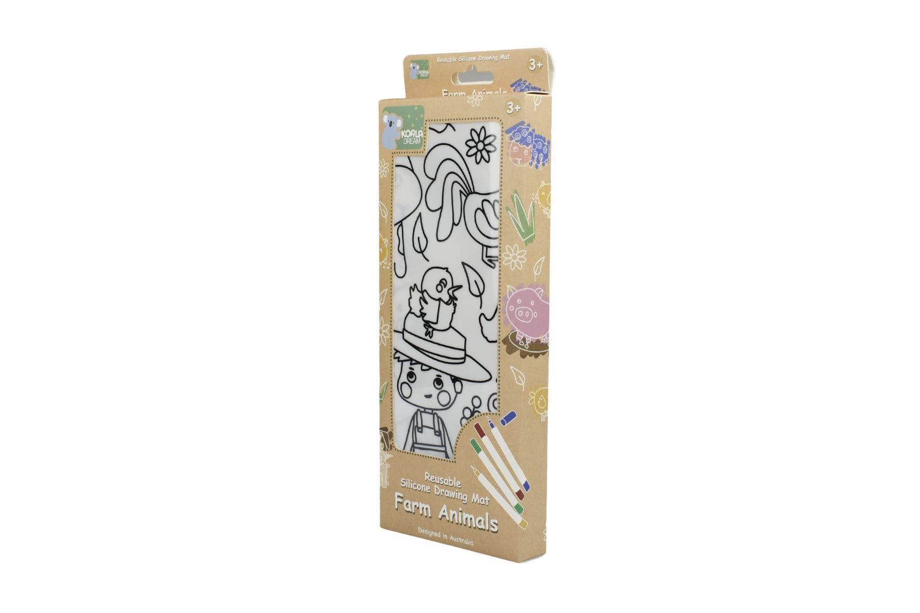 Reusable silicone drawing mat- farm animals