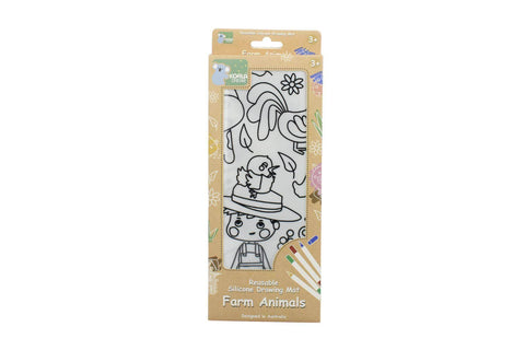 Reusable silicone drawing mat- farm animals