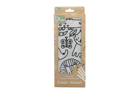Reusable silicone drawing mat-jungle animals