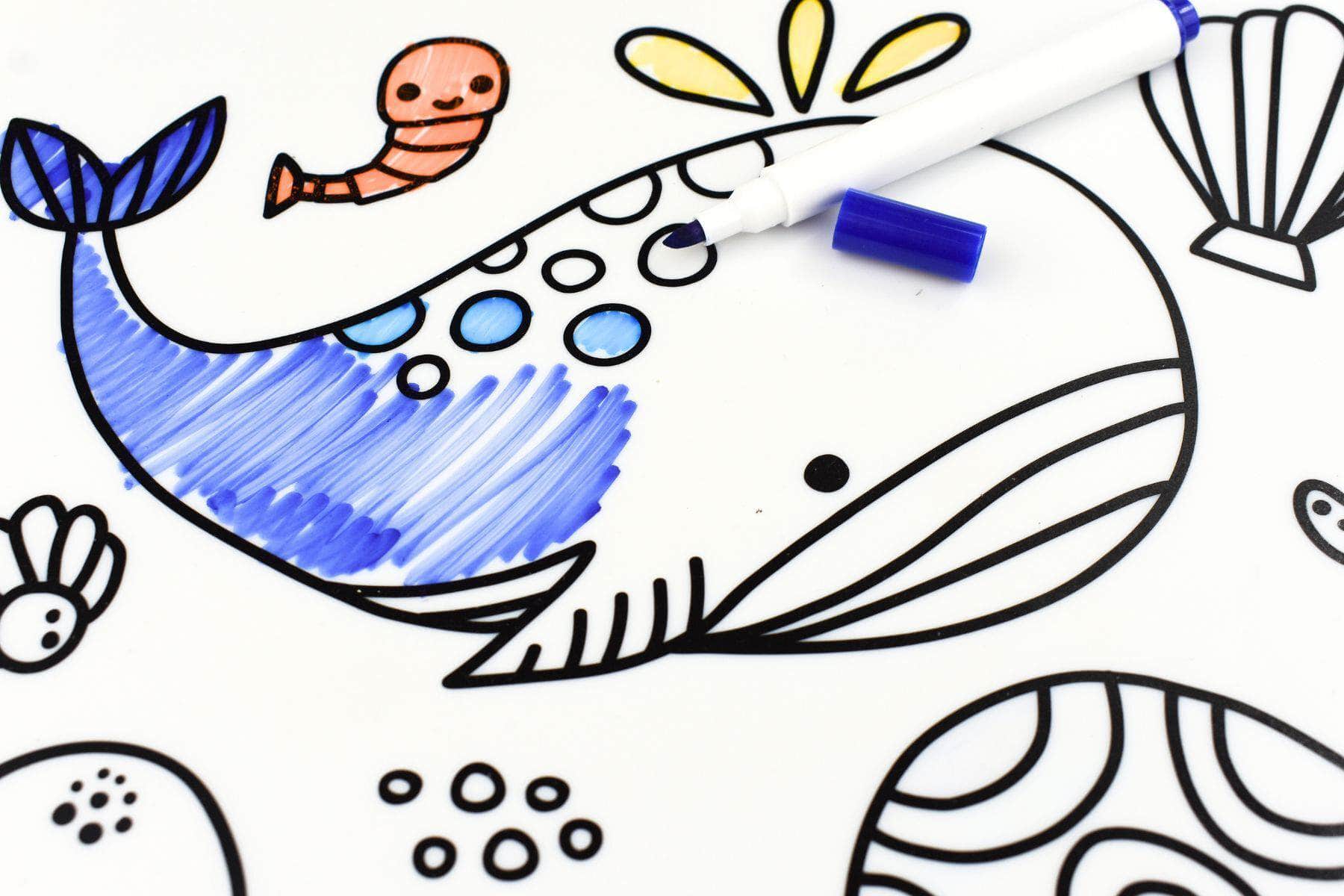 Reusable silicone drawing mat-sea animals