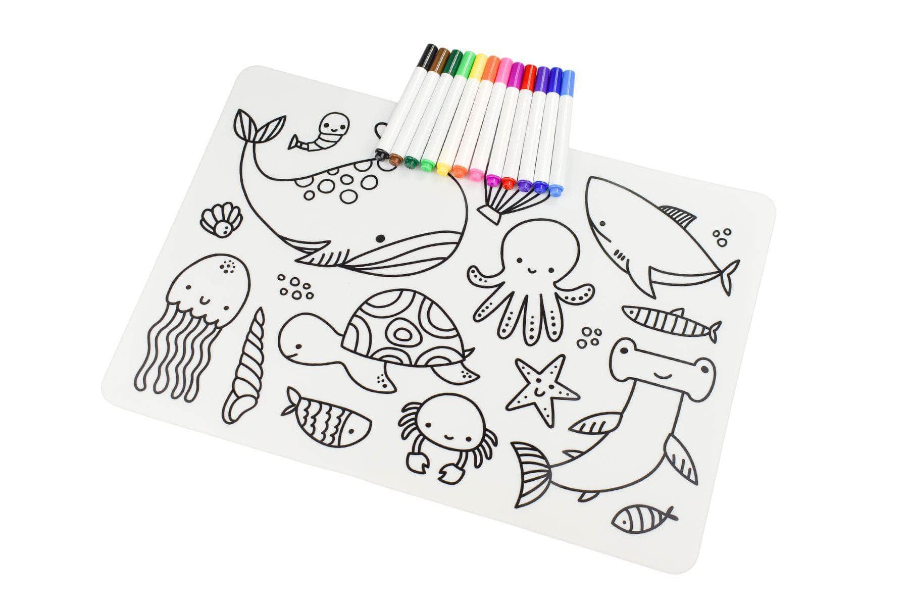 Reusable silicone drawing mat-sea animals
