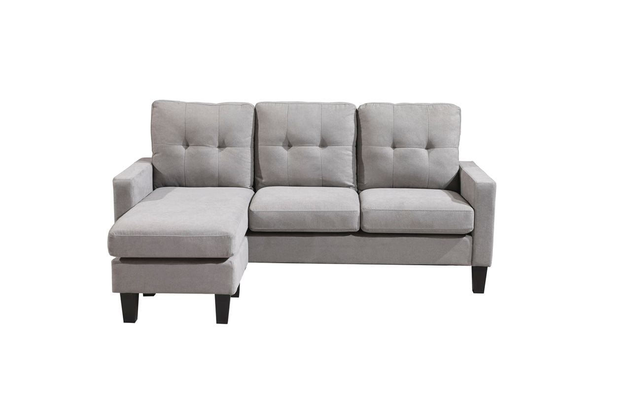 Reversible 3 Seater Sofa Couch Lounge Suite in Light Grey Linen