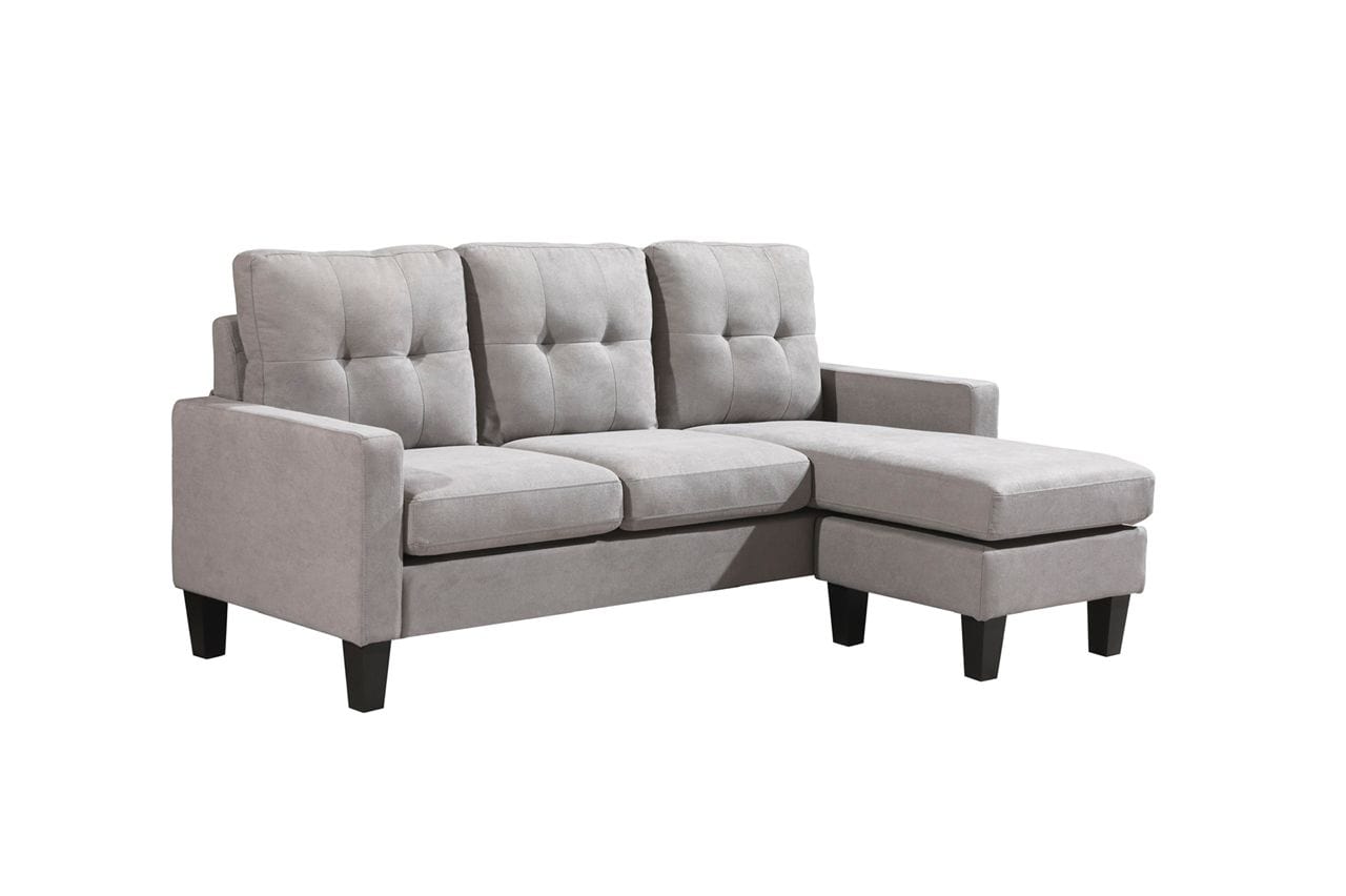 Reversible 3 Seater Sofa Couch Lounge Suite in Light Grey Linen