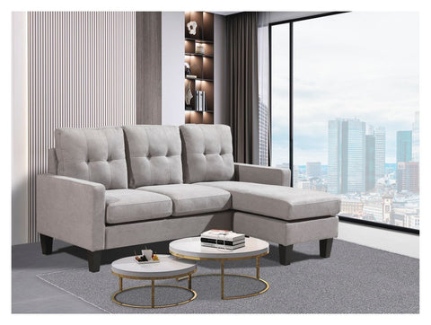 Reversible 3 Seater Sofa Couch Lounge Suite in Light Grey Linen