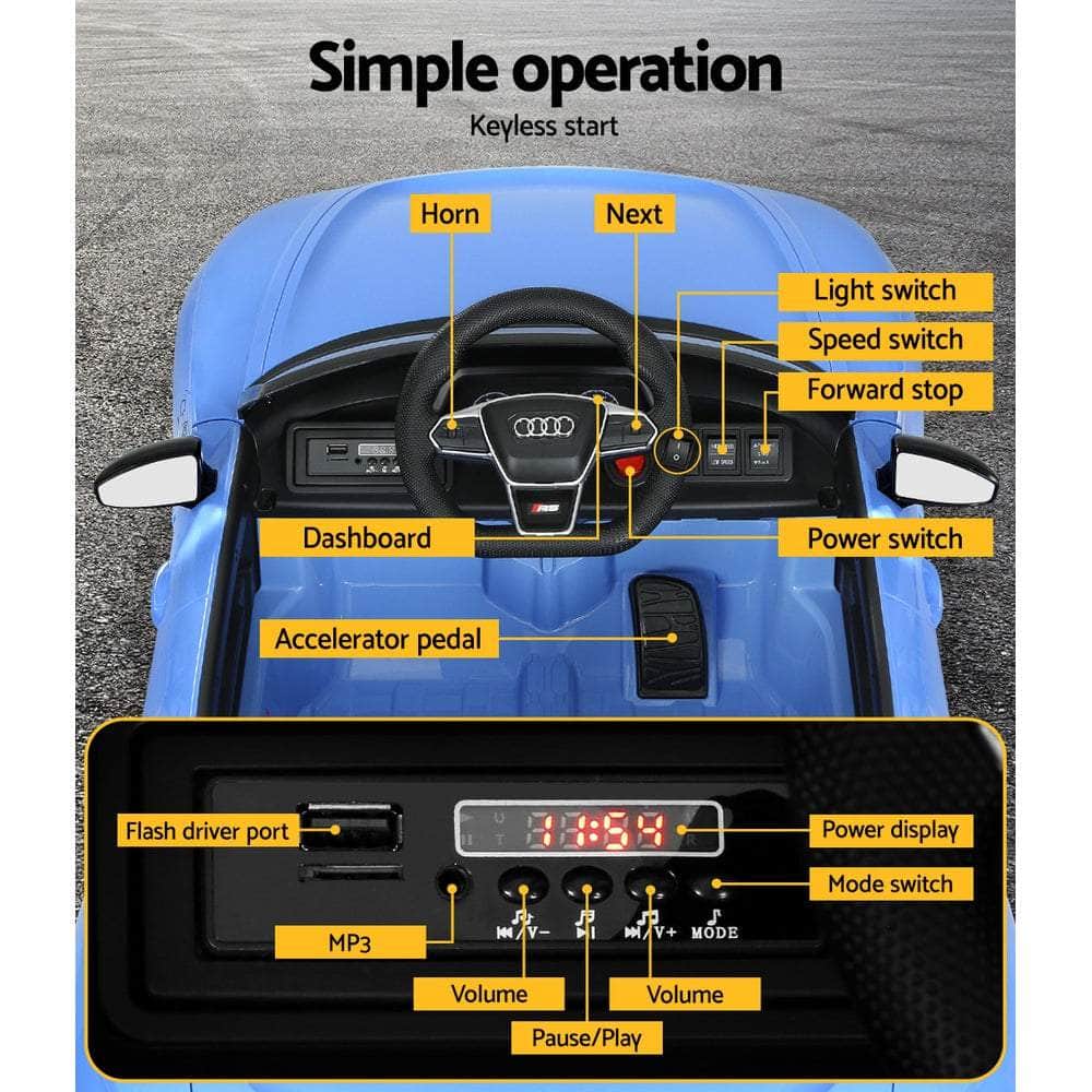 Ride On Car Electric Sports Toy Cars RS e-tron GT Licensed Blue 12V