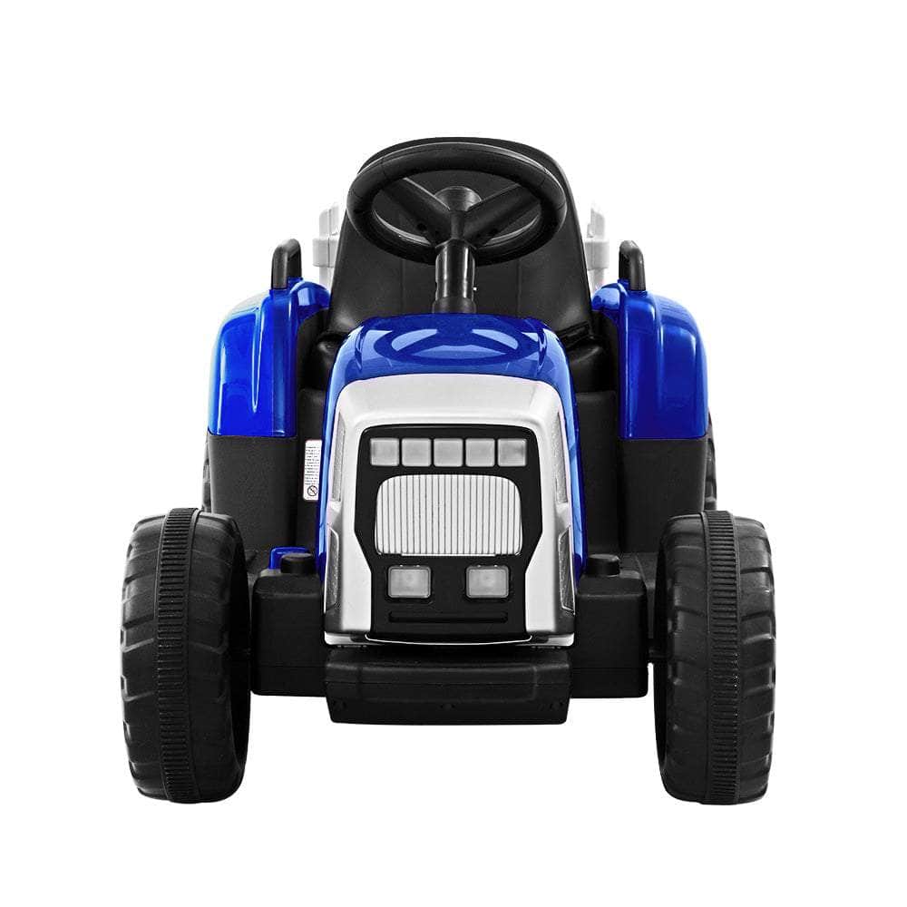 Ride On Car Tractor Trailer Toy Kids Electric Cars 12V Battery Blue