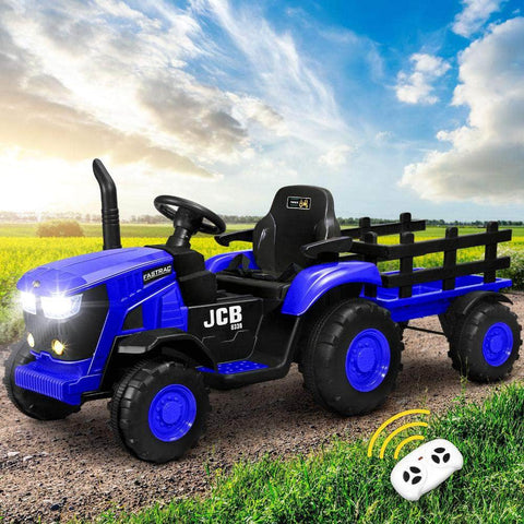 Ride On Car Tractor W/ Trailer Kids 12V Remote Electric Vehicle Toddlers