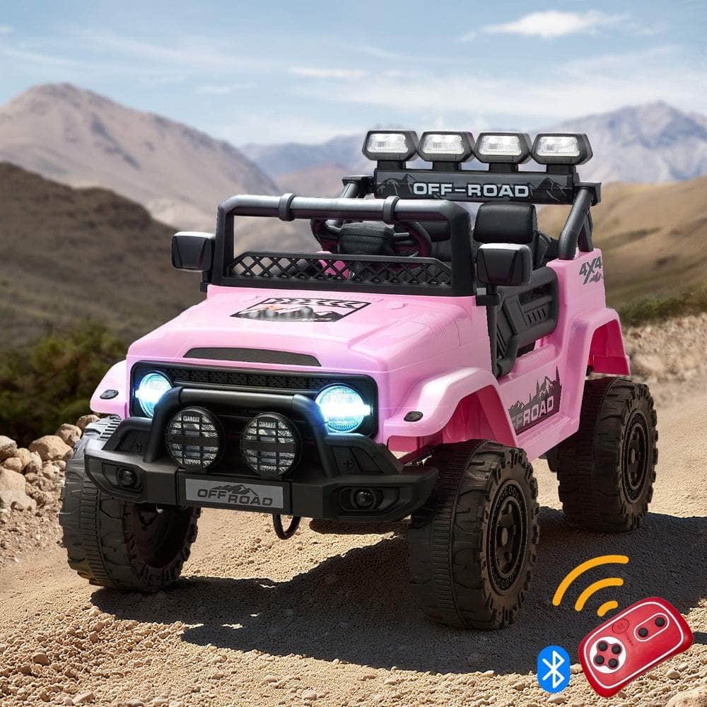 Ride-On Electric Jeep Car Bluetooth Pink Kids Toy Battery-Powered Vehicle