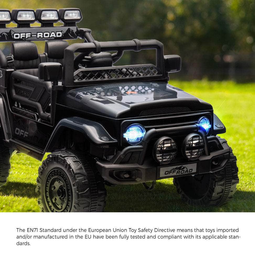 Ride-On Electric Jeep Car with Bluetooth Black Kids Battery Powered Toy