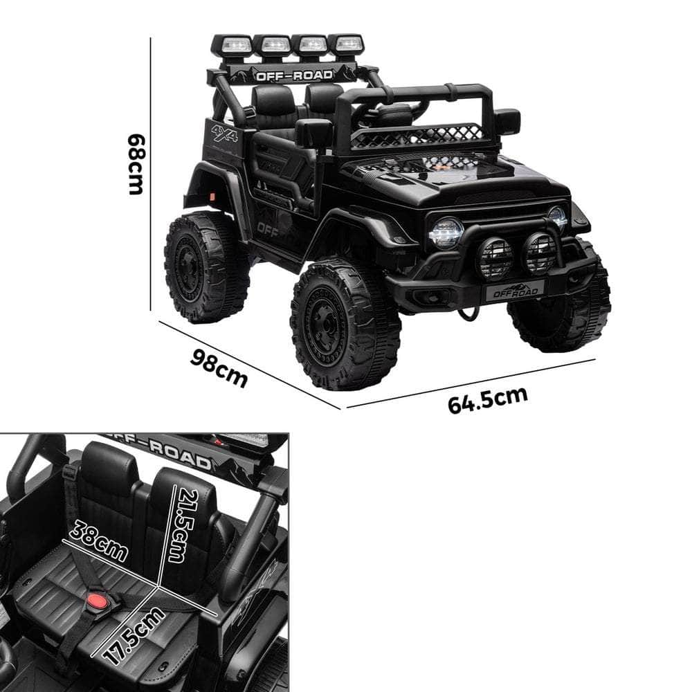 Ride-On Electric Jeep Car with Bluetooth Black Kids Battery Powered Toy
