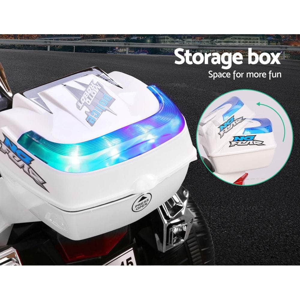 Rigo Kids Electric Ride On Patrol Police Car Bmw-Inspired S1K 6V Battery White