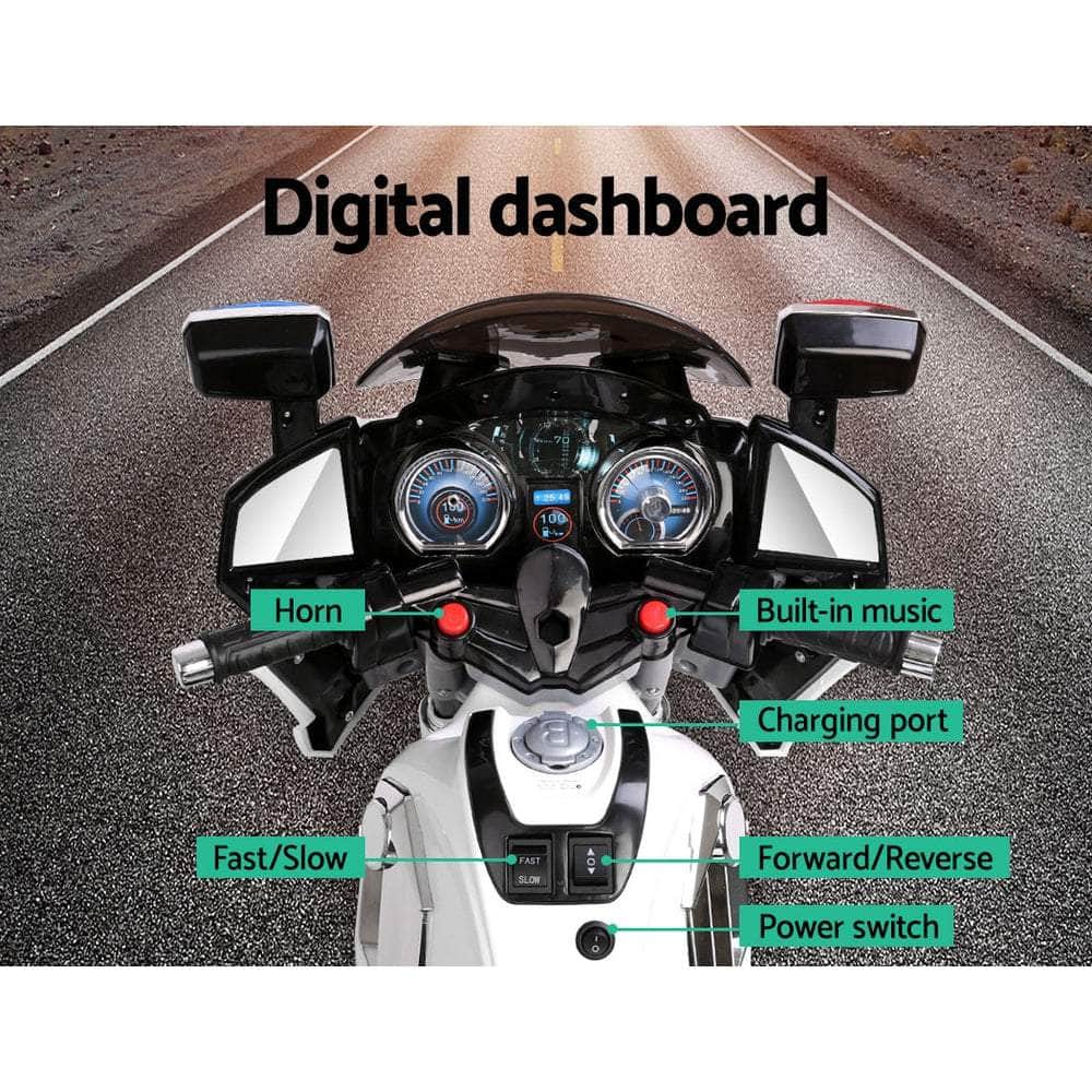 Rigo Kids Electric Ride On Patrol Police Car Bmw-Inspired S1K 6V Battery White