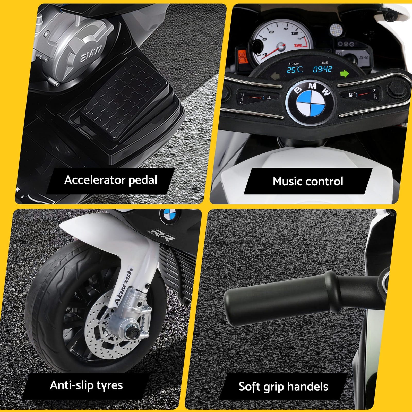 Kids Ride On Car Electric Ride On Cars Motorcycle Motorbike BMW Licensed S1000RR Black, Bikes & Scooters