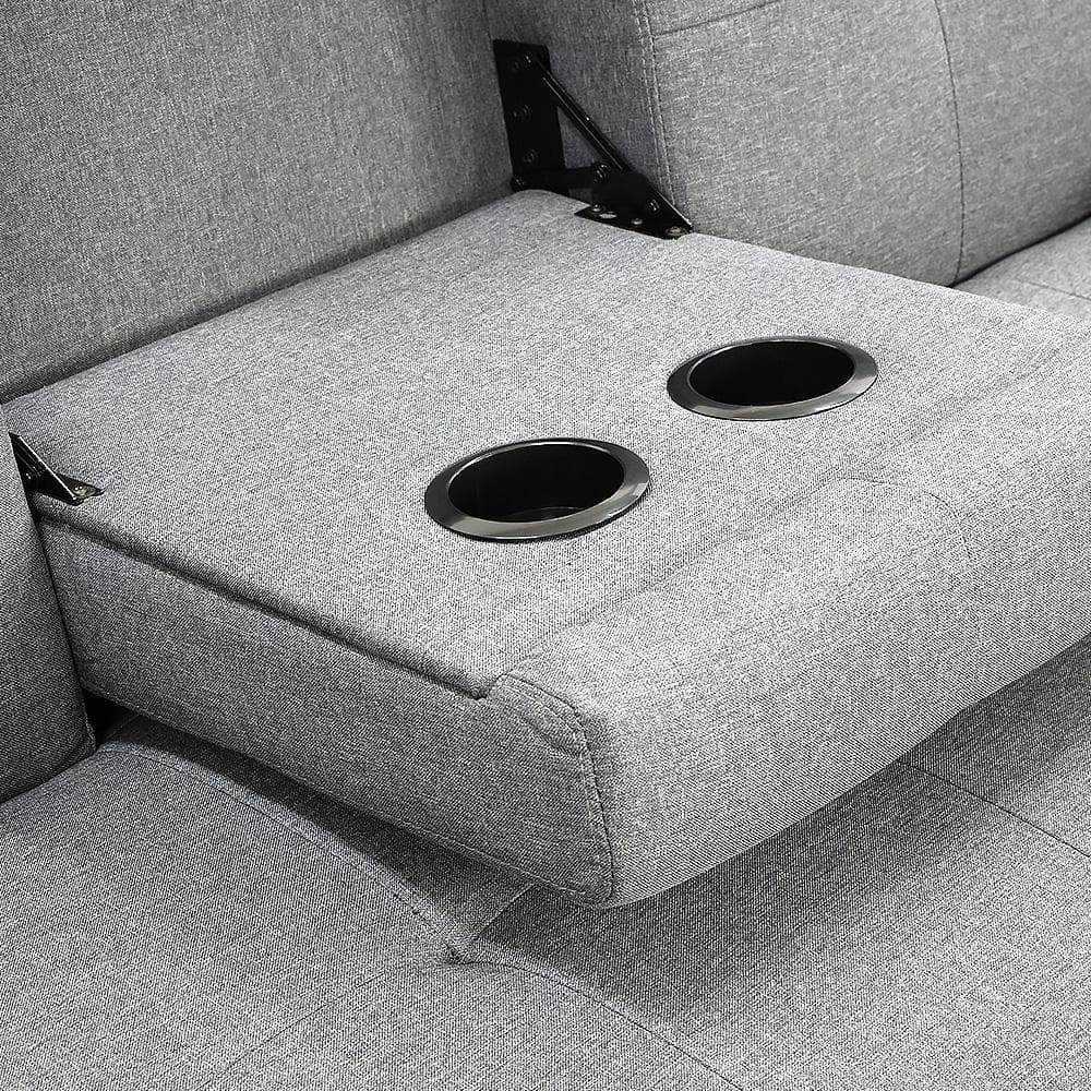 Linen Fabric Sofa Bed Lounge - Light Grey - 25SD