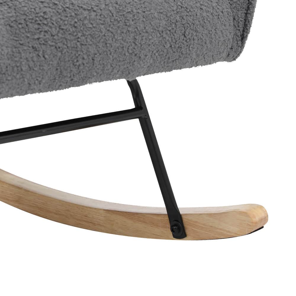 Rocking Chair Armchair Sherpa Accent Upholstered Living Room Seat Green/White/Grey