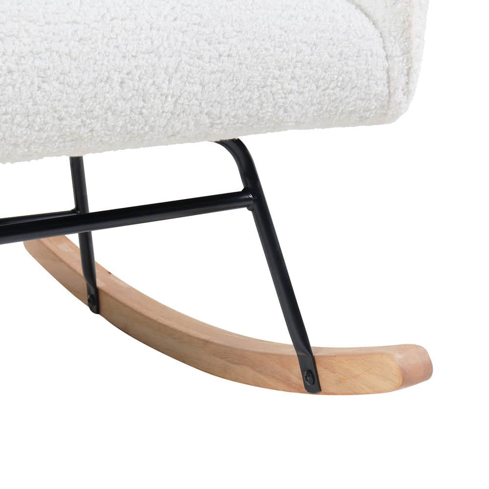 Rocking Chair Armchair Sherpa Accent Upholstered Living Room Seat Green/White/Grey