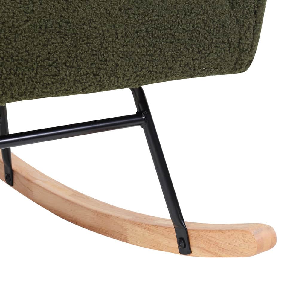 Rocking Chair Armchair Sherpa Accent Upholstered Living Room Seat Green/White/Grey