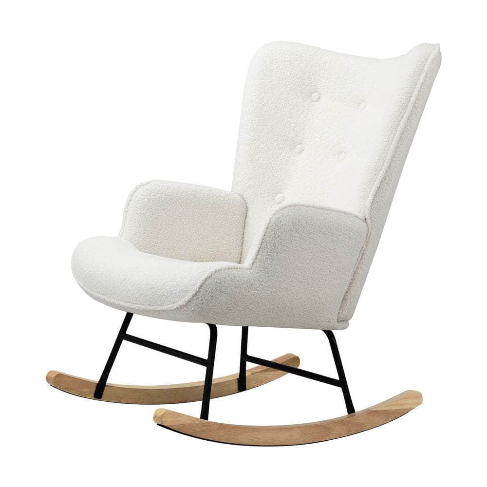Rocking Chair Nursing Armchair Sherpa White