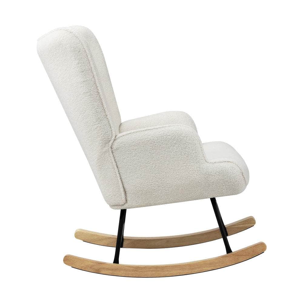 Rocking Chair Nursing Armchair Sherpa White