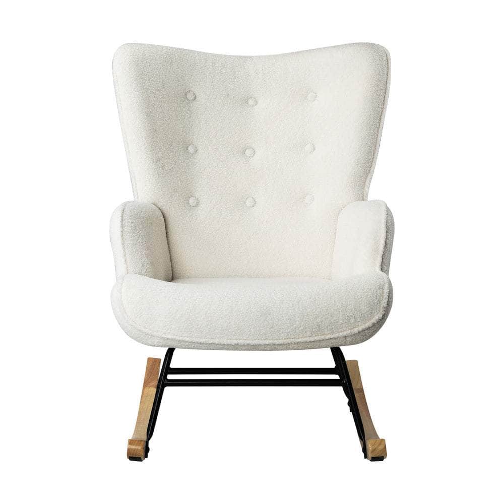 Rocking Chair Nursing Armchair Sherpa White