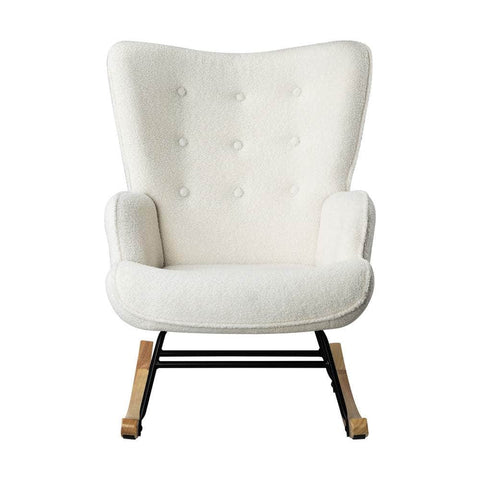 Rocking Chair Nursing Armchair Sherpa White