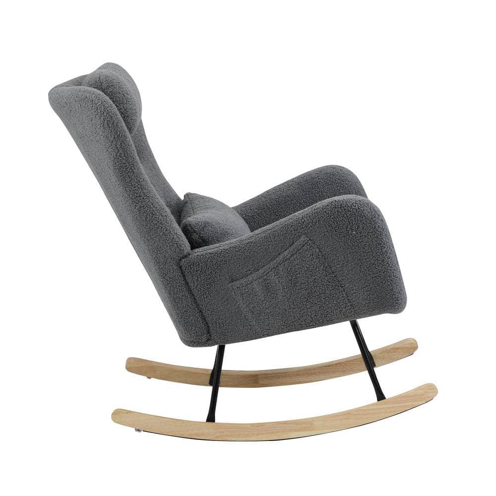 Rocking Chair Velvet With 2 Pillow Green/Grey