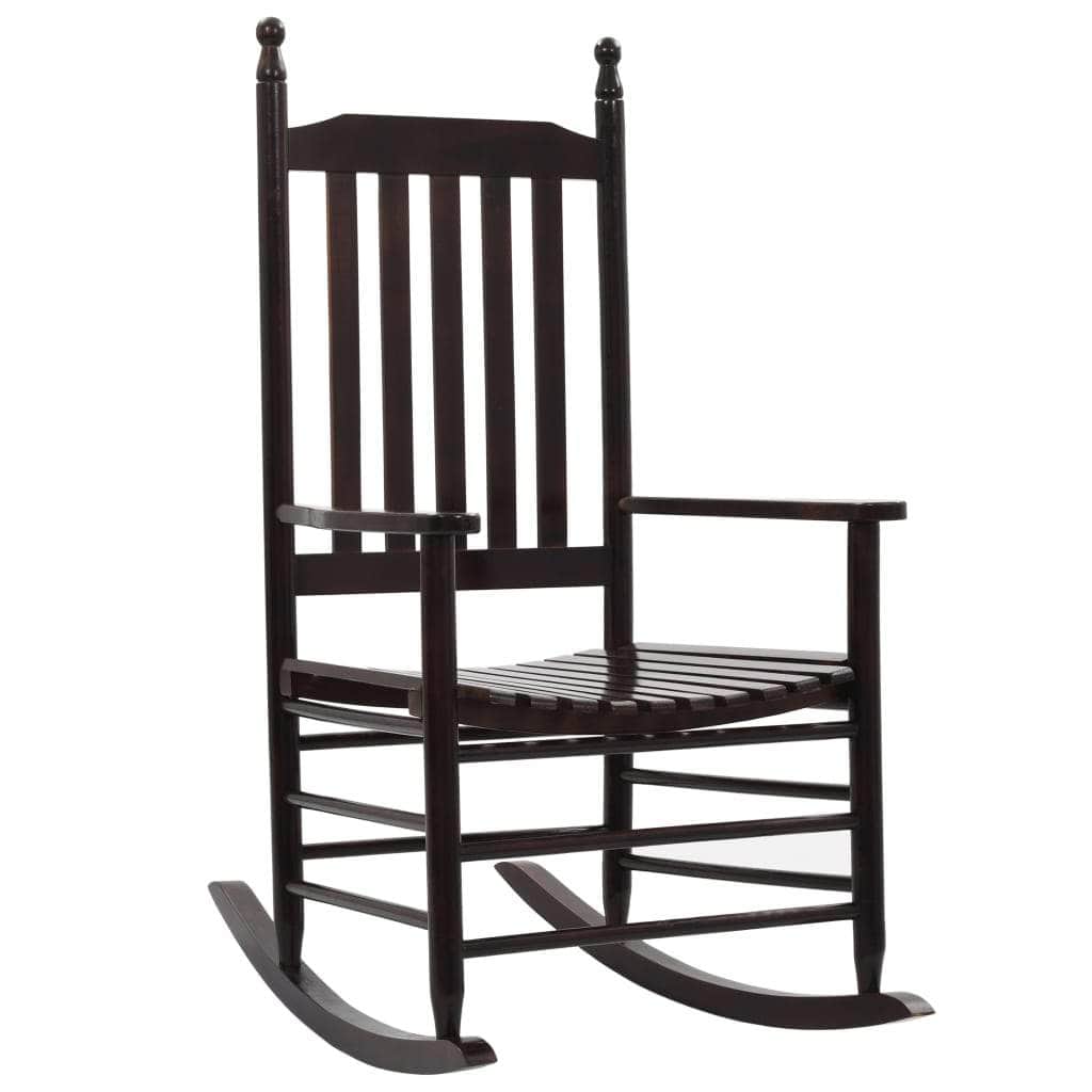 Rocking Chair with Curved Seat Brown Wood