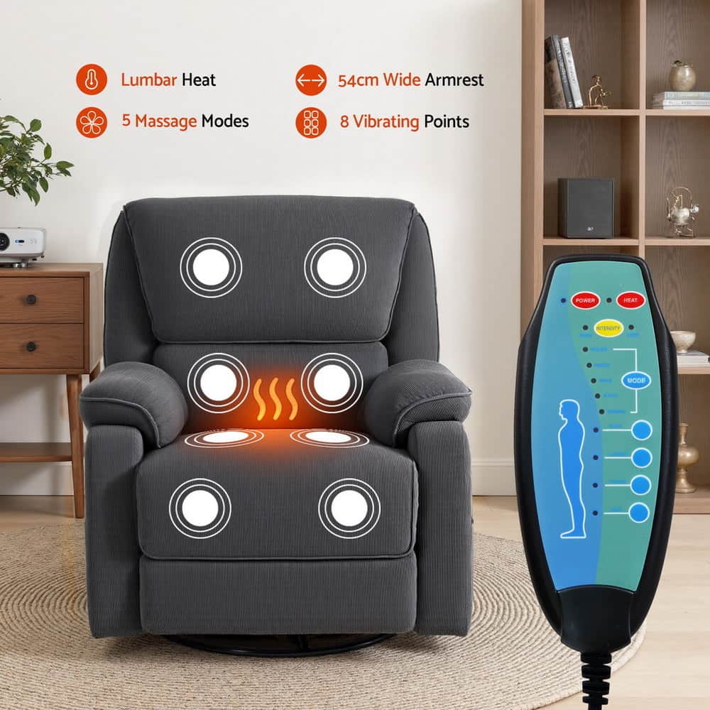 Rocking Recliner Chair 360 Swivel Massage Heated Reclining Chairs