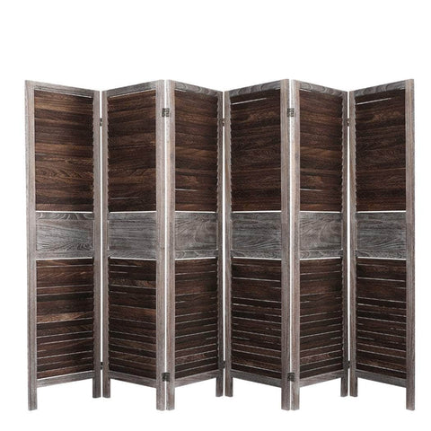 Room Divider 6 Panel Folding Brown