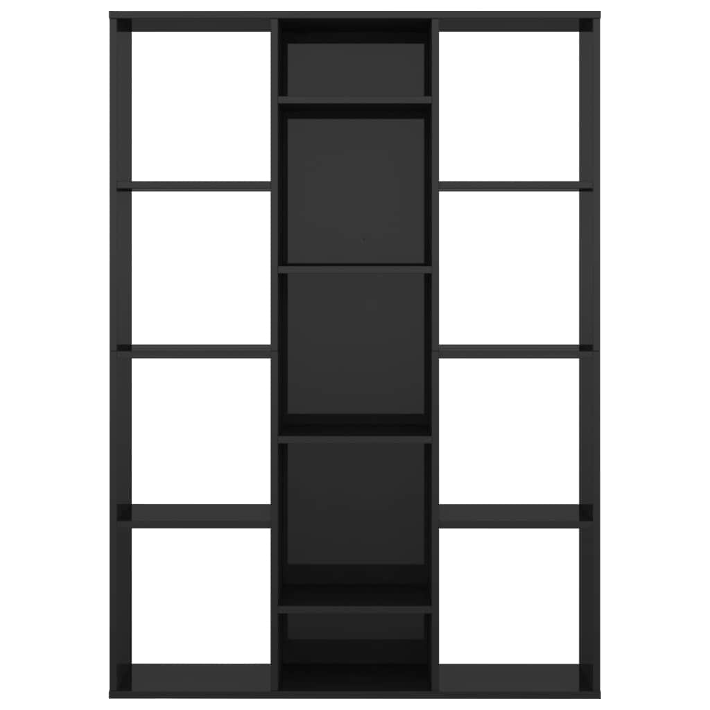 Room Divider/Book Cabinet High Gloss Black Chipboard