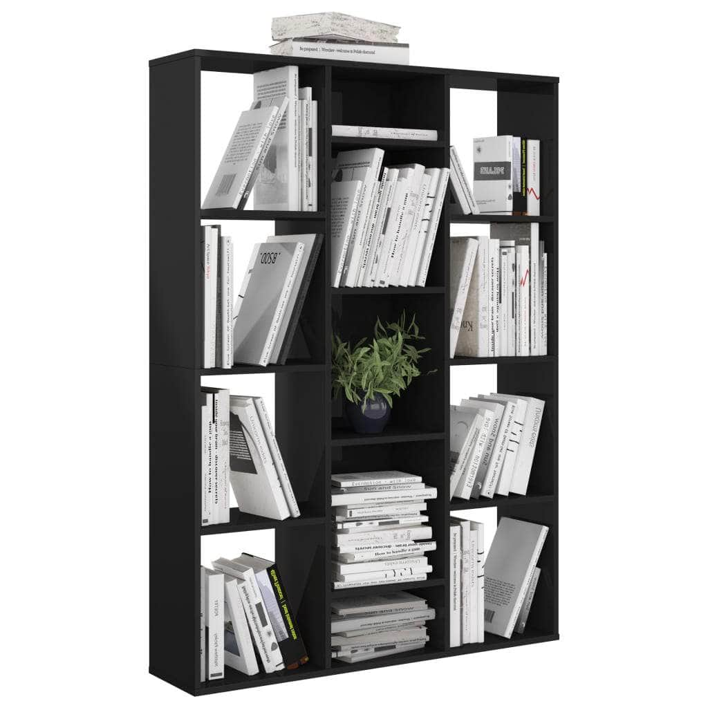 Room Divider/Book Cabinet High Gloss Black Chipboard