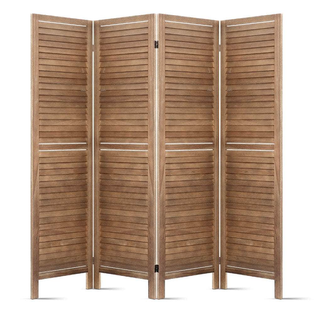 Room Divider Privacy Screen Foldable Partition Stand 4 Panel Brown