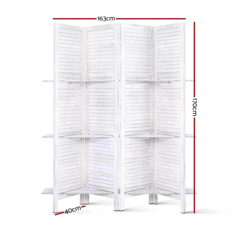 Room Divider Privacy Screen Foldable Partition Stand 4 Panel White