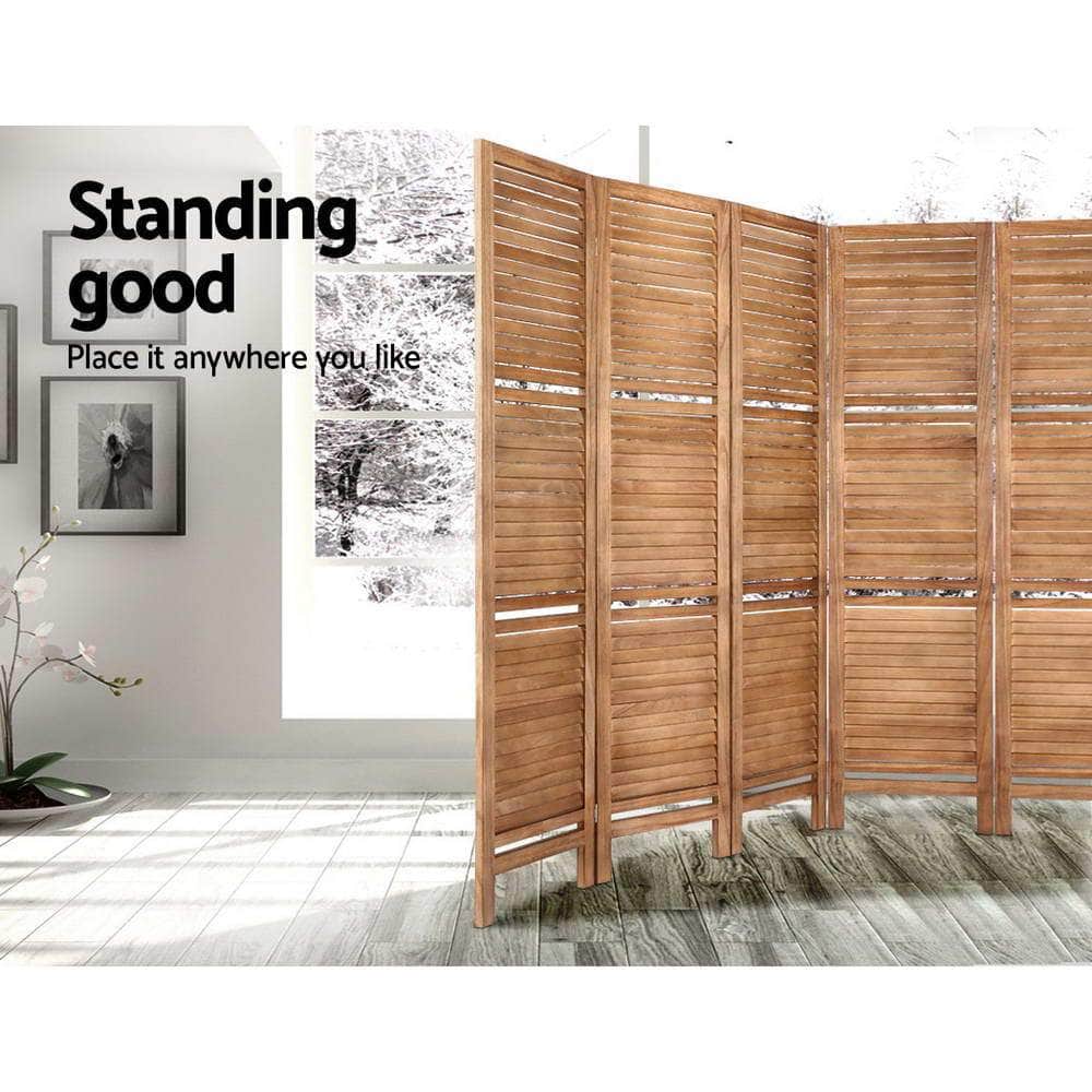 Room Divider Screen 8 Panel Privacy Dividers Shelf Wooden Timber Stand