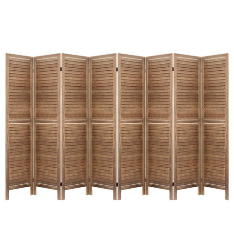 8 Panel Room Divider Screen 326X170Cm Louver Oak