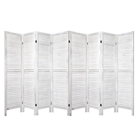 8 Panel Room Divider Screen 326X170Cm Louver White