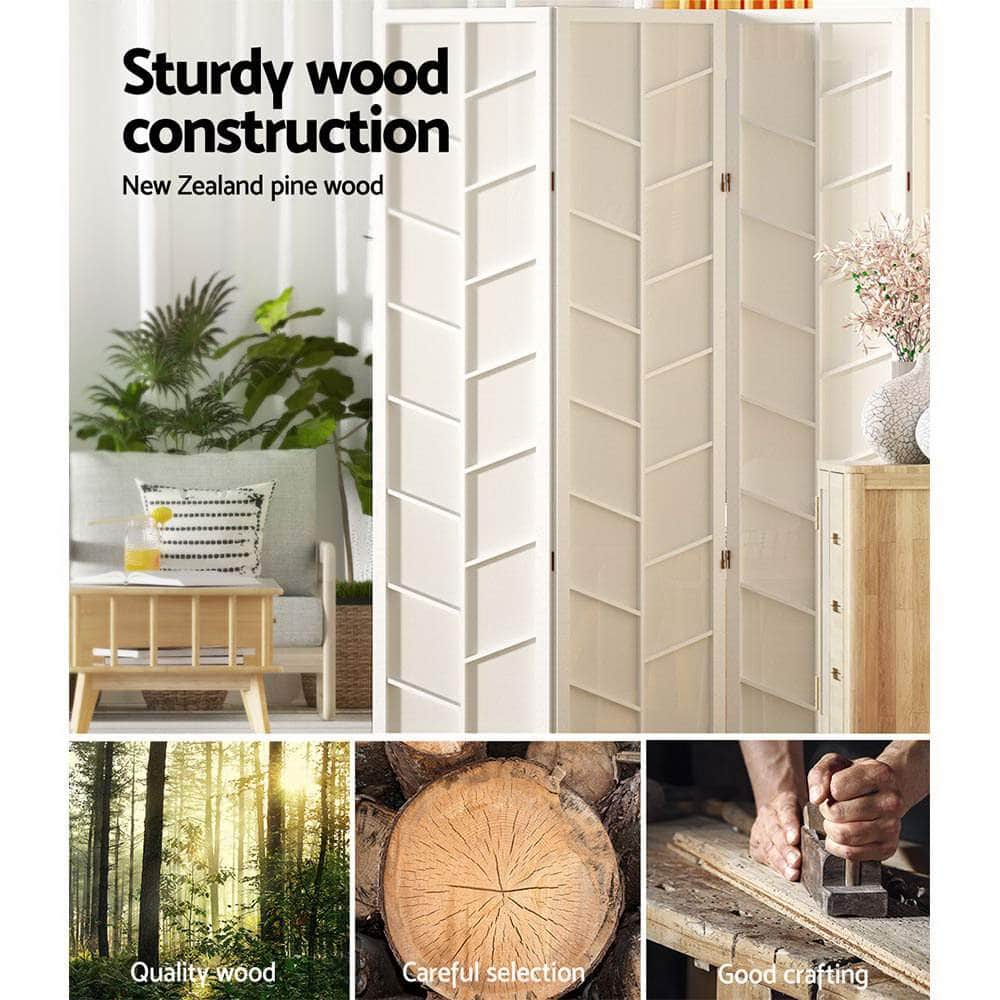 Room Divider Screen Privacy Wood Dividers Stand 3 Panel Archer White